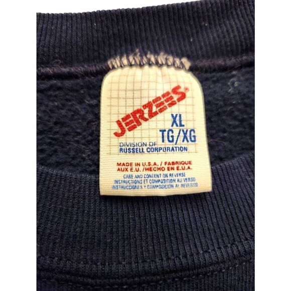 90s JERZEES Grid Tag MADE IN USA  Sweatshirt size men's XL Blue cotton blend - Picture 2 of 8